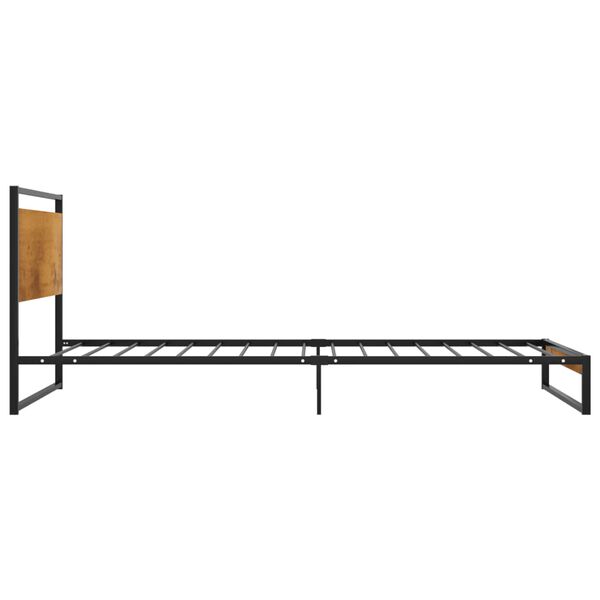 vidaXL Bed Frame Black Powder-coated metal, Melamine coated MDF Twin