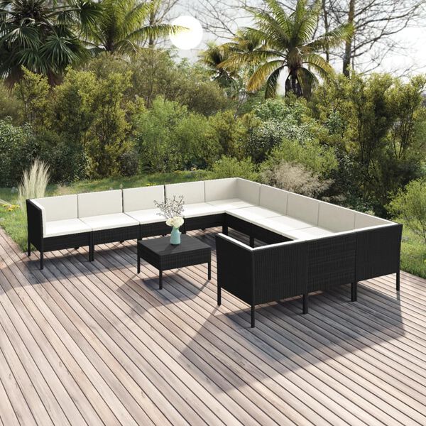 vidaXL Garden Lounge Set Black, Cream White