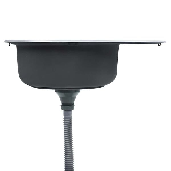 vidaXL Kitchen Sink with Strainer Oval Stainless Steel