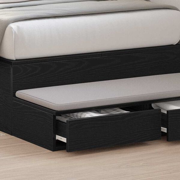 vidaXL Bed Drawers Black Oak 35.43 x 14.37 x 6.50 in Engineered Wood