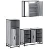 vidaXL Bathroom Furniture Set Grey Sonoma Engineered Wood, Metal, Glass
