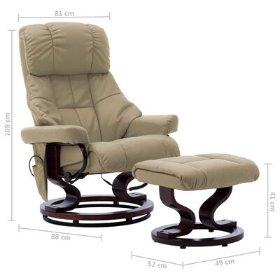 vidaXL Massage Reclining Chair Cappuccino Faux Leather and Bentwood