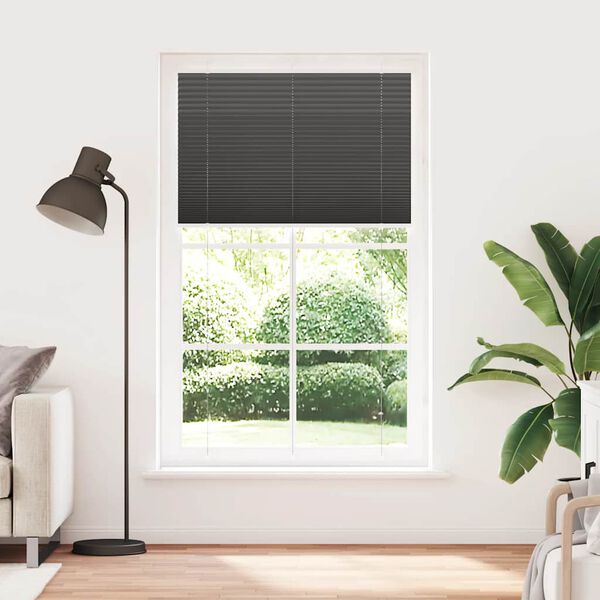 vidaXL Pleated Blind Black 100% Polyester Medium Adjustable Armrests