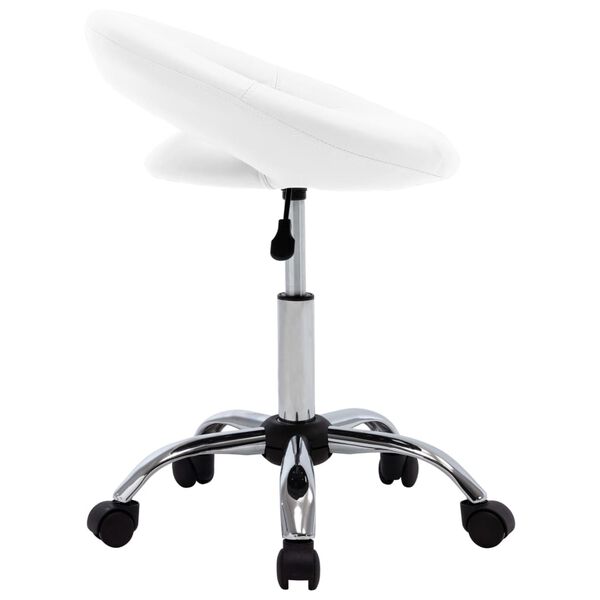 vidaXL Work Chair White Faux leather, Chrome steel Adjustable