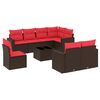 vidaXL 9 Piece Patio Sofa Set with Cushions Brown Poly Rattan