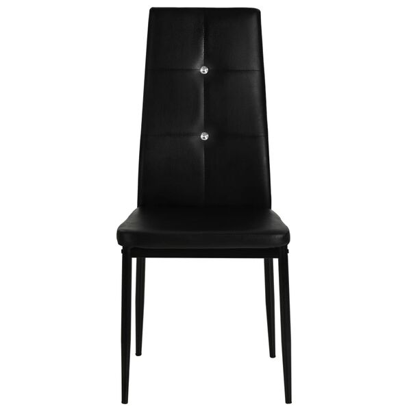 vidaXL Dining Chair Set of 4 Black Faux leather, wooden frame, steel legs