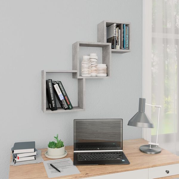 vidaXL Wall Shelf Concrete Grey Engineered Wood Medium Wall Shelf