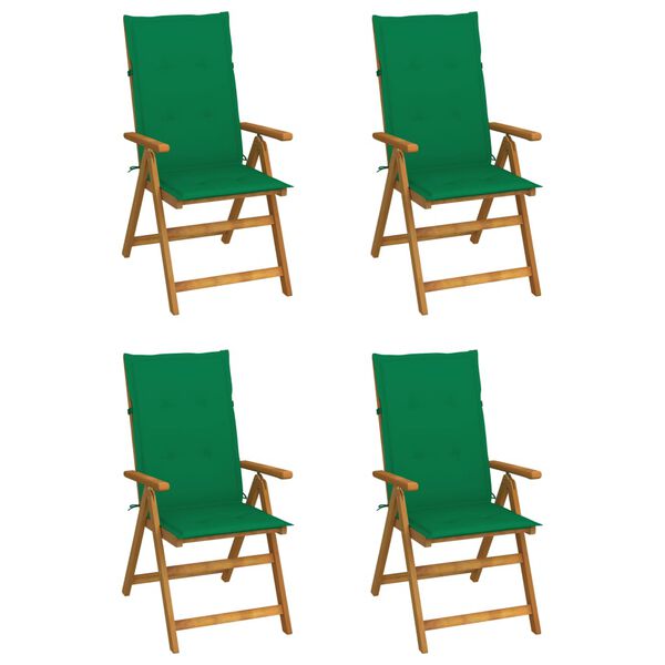 vidaXL Garden Chair Set of 4 Wood Brown Solid Acacia wood, 100% polyester