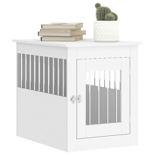 vidaXL Dog Crate Furniture White Engineered wood, steel Medium Dog Crate
