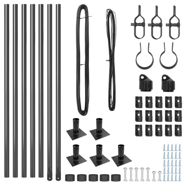 vidaXL Fence Posts Manual 7 pcs Gray Ø32mm 50 cm Galvanized steel