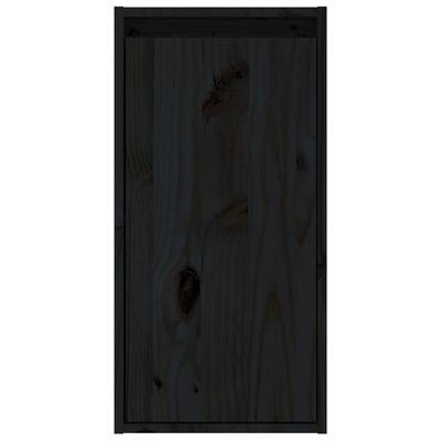 vidaXL Wall Cabinet Black 11.8"x11.8"x23.6" Solid Wood Pine