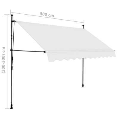 vidaXL Manual Retractable Awning with LED 118.1" Cream