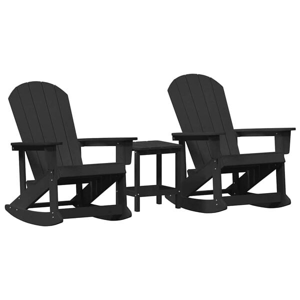 vidaXL Garden Lounge Set 3 pcs Black HDPE