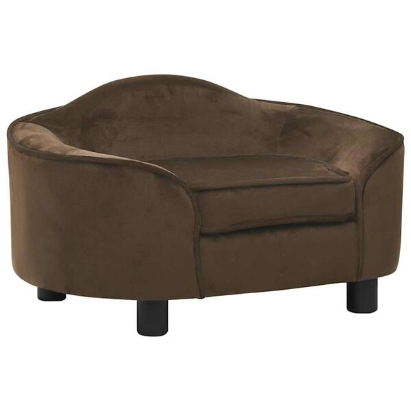 vidaXL Dog Sofa Brown Plush, solid pine wood, foam 26.4 x 18.5 x 14.2 in