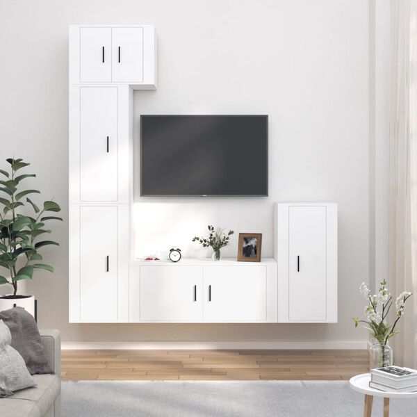 vidaXL TV Cabinet Set Set of 5 White Engineered wood 5 Piece Set