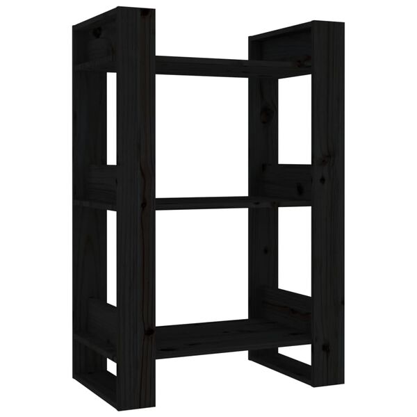 vidaXL Book Cabinet Black Solid pine wood Medium Book Cabinet