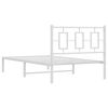 vidaXL Bed Frame White Powder-Coated Steel Twin Bed Frame Rectangular
