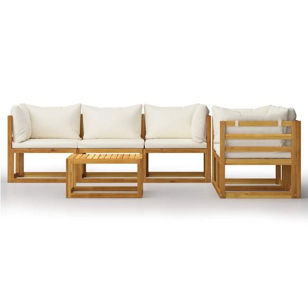 vidaXL Garden Lounge Set Cream Solid Acacia Wood Modular