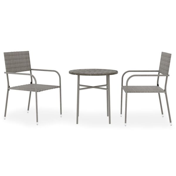 vidaXL Garden Dining Set Gray PE rattan, powder-coated steel, PP board