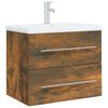 vidaXL Sink Cabinet With Basin Smoked oak, White Engineered wood, Ceramic
