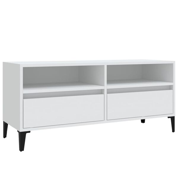 vidaXL TV Cabinet White Engineered wood, metal 39.4 x 13.6 x 17.5 in