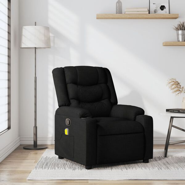 vidaXL Massage Recliner Chair Black Polyester, Metal, Plywood, Foam Single