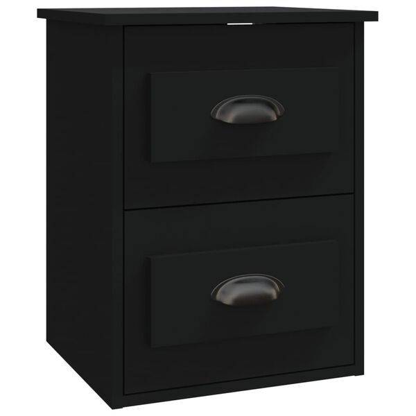vidaXL Wall-mounted Bedside Cabinet Black Engineered wood