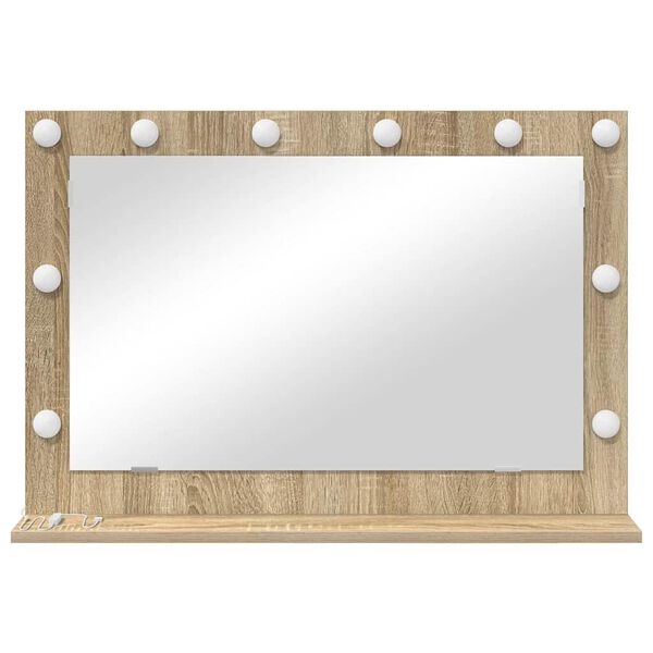 vidaXL Vanity Mirror with Mirror Sonoma Oak 31.50 x 21.65 x 7.09 in