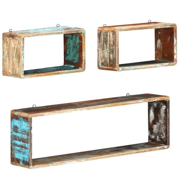 vidaXL Wall Cube Shelf Multicolor Solid reclaimed wood Small and large