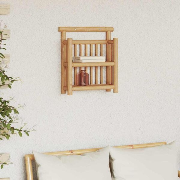 vidaXL Wall Shelf with Shelf with Storage Brown 40 x 13 x 44 cm bamboo