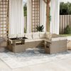 vidaXL Garden Sofa Set Beige PE rattan Large Adjustable Armrests