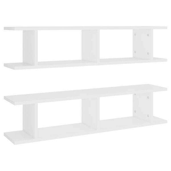 vidaXL Wall Shelf Set of 2 White Engineered wood Medium Wall Shelf