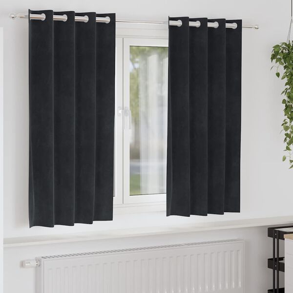 vidaXL Blackout Curtains 2 pcs Black 55.12 x 68.90 in Velvet