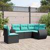 vidaXL Patio Sofa Set Black PE rattan 5-Piece Set Modular