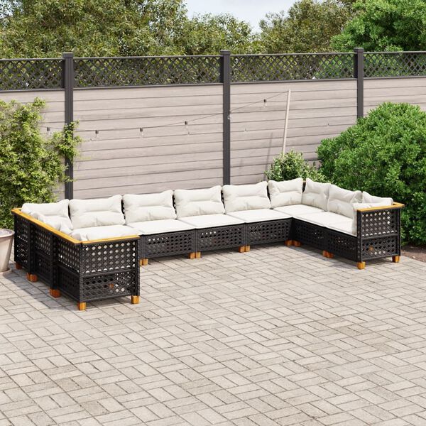 vidaXL Garden Sofa Set Black, Cream White