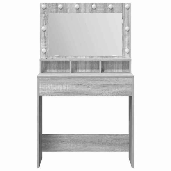 vidaXL Dressing Table with Shelf Grey Sonoma 29.72 x 16.14 x 53.15 in