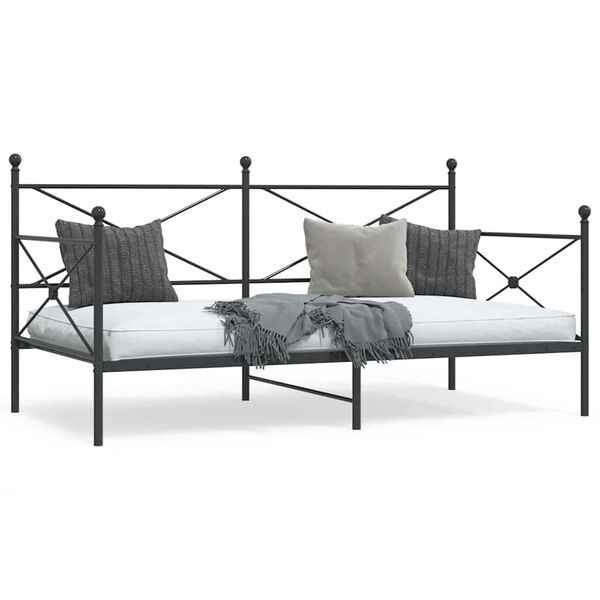 vidaXL Daybed With Trundle Black Steel 42.1 x 79.9 in