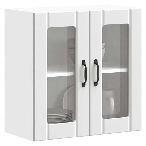 vidaXL Kitchen Wall Cabinet White Engineered wood and glass