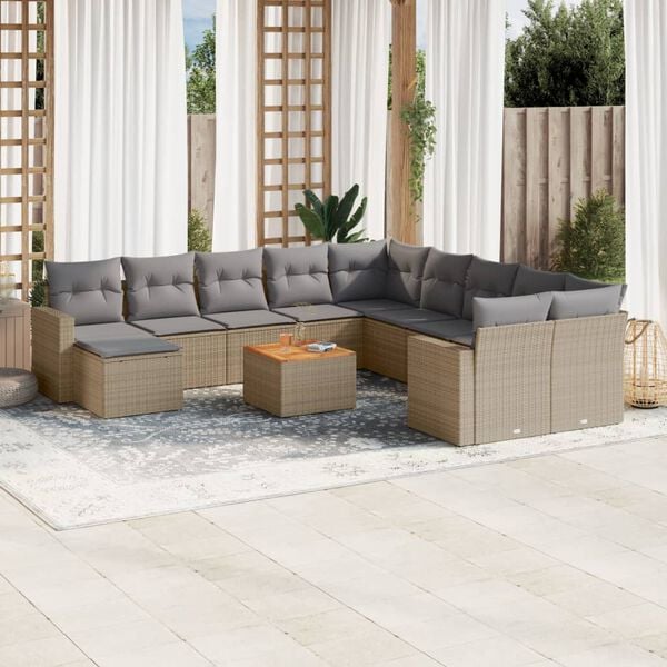 vidaXL Garden Sofa Set Mix beige PE rattan Large Modular
