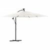 vidaXL Garden Parasol White Fabric (100% polyester), steel, straw Large