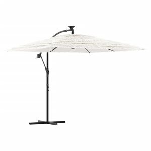 vidaXL Garden Parasol White Fabric (100% polyester), steel, straw Large