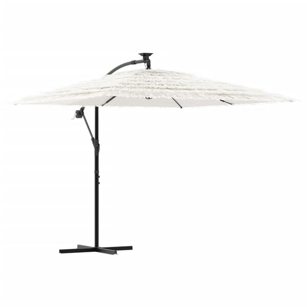 vidaXL Garden Parasol White Fabric (100% polyester), steel, straw Large