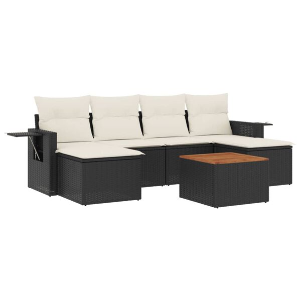 vidaXL 7-Piece Garden Sofa Set Black, Cream white