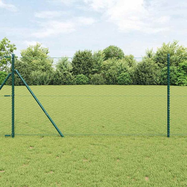 vidaXL Fence Post Green 328.08 x 3.28 ft (1.42 in mesh) Steel and PVC