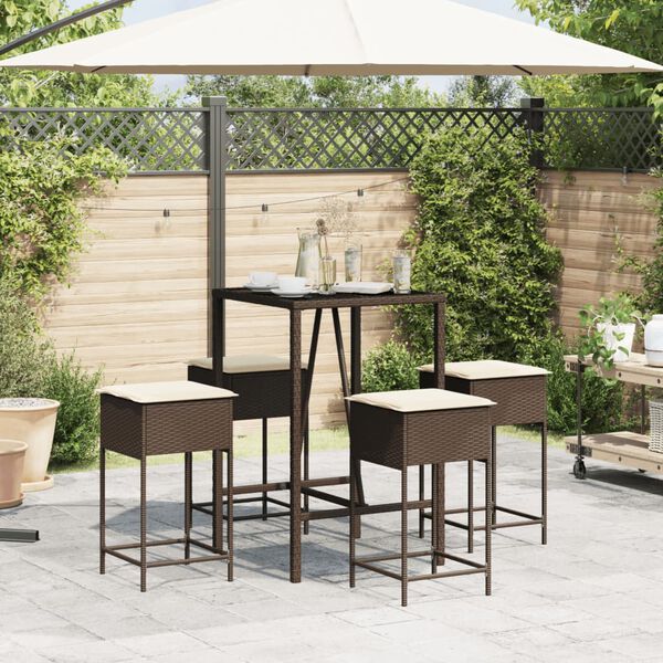 vidaXL Patio Bar Set Set of 4 Brown, Black, Cream White