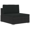 vidaXL Sofa Set Black Poly Rattan, Powder-Coated Steel, Polyester Large