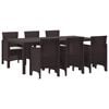 vidaXL Garden Dining Set 7 pcs Brown Polt rattan