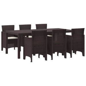 vidaXL Garden Dining Set 7 pcs Brown Polt rattan