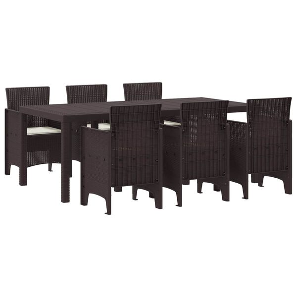 vidaXL Garden Dining Set 7 pcs Brown Polt rattan
