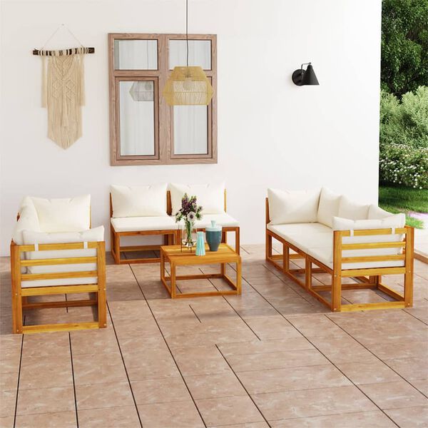 vidaXL Garden Lounge Set Natural wood Solid acacia wood Compact Modular